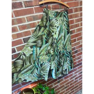 Dana Buchman Petite 8 Tropical Floral Button Front Midi Skirt